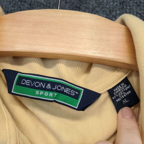 Devon & Jones Men's Polo Shirt Tan XL Short Sleeve High Low Hem Capgemini HP - Picture 11 of 14